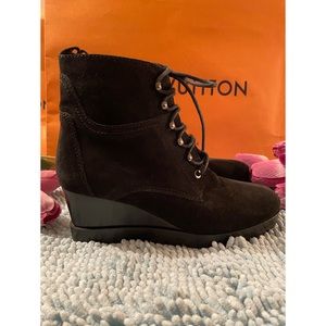 Aquatalia by Marvin K Suede Wedge Laceup Booties